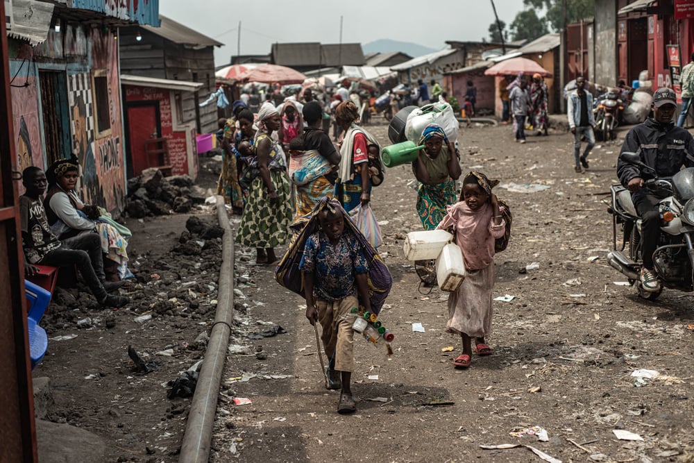 Personas refugidas en campamentos en Goma