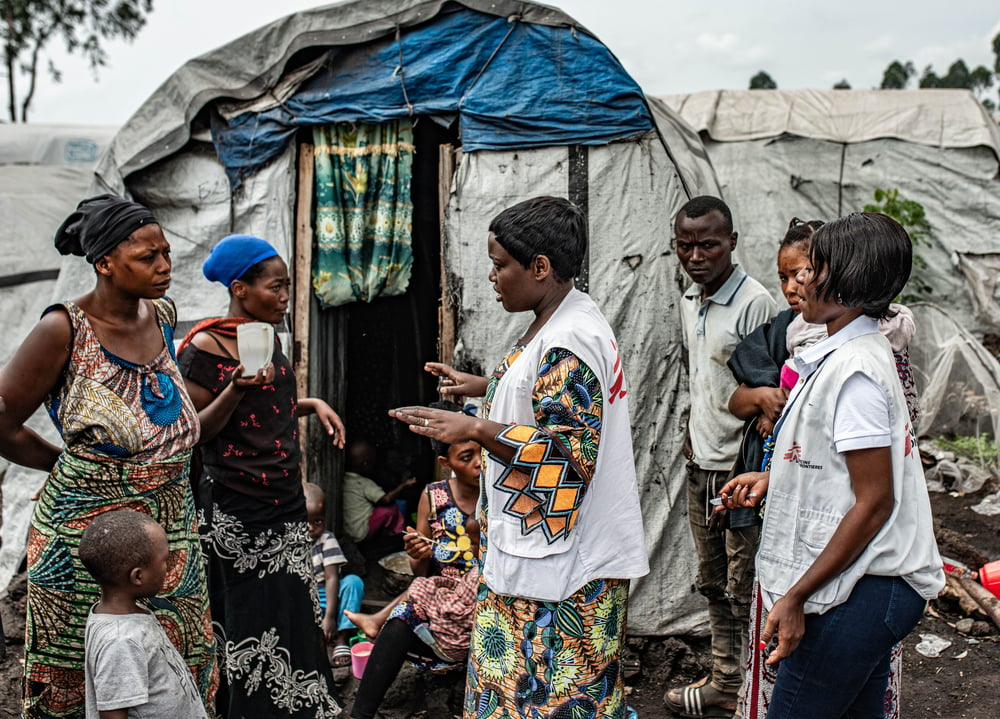 Personas refugidas en campamentos en Goma